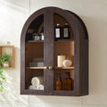 Arched Wall Cabinet with Glass Doors & Adjustable Shelves, 23.5×31.4 Inch X66524