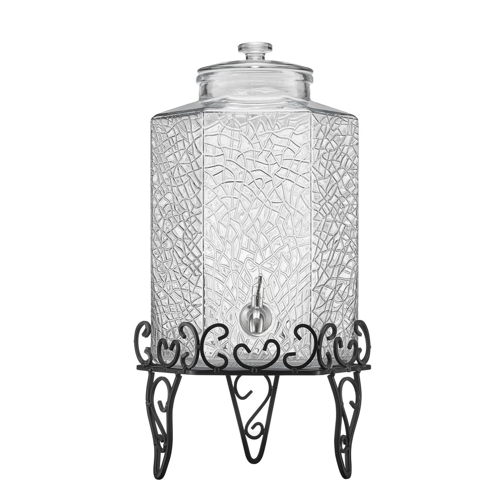 2.5 Gallon Glass Beverage Dispenser with Metal Stand H809