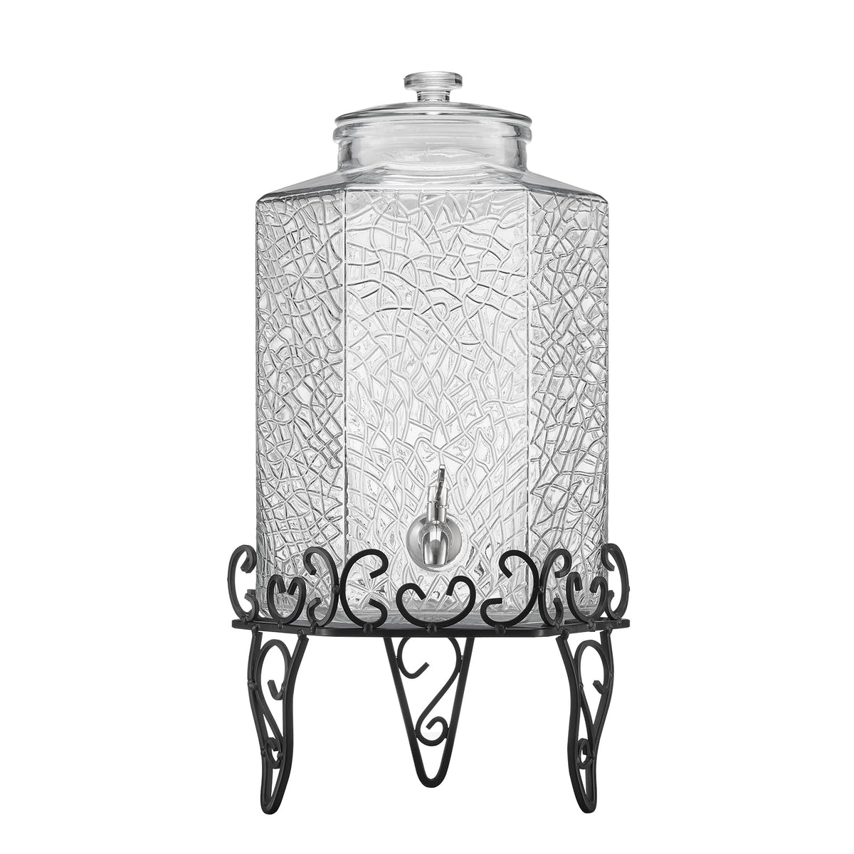 2.5 Gallon Glass Beverage Dispenser with Metal Stand H809