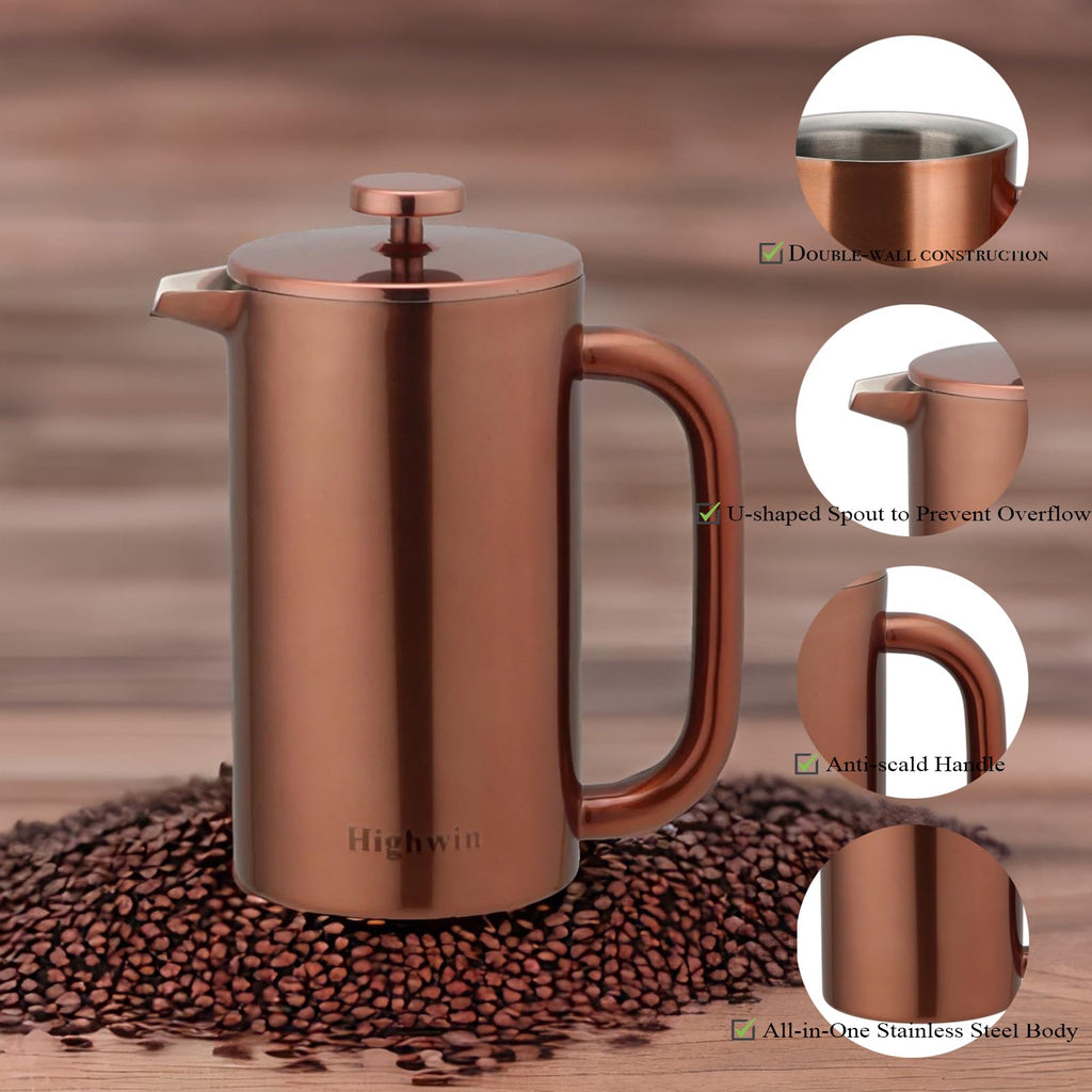 8 Cup Double Wall Insulated Stainless Steel French Coffee Press U573180