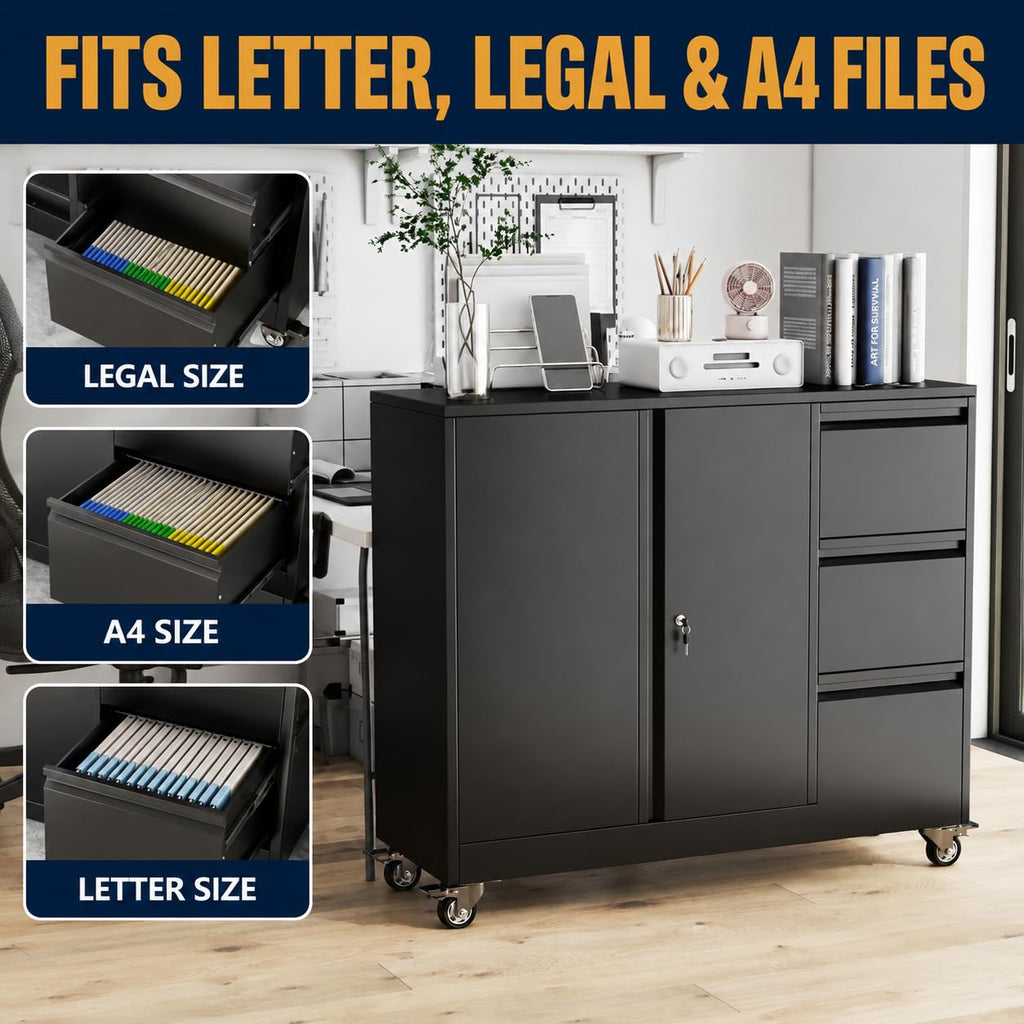 3 Drawer Rolling File Cabinet Z360215