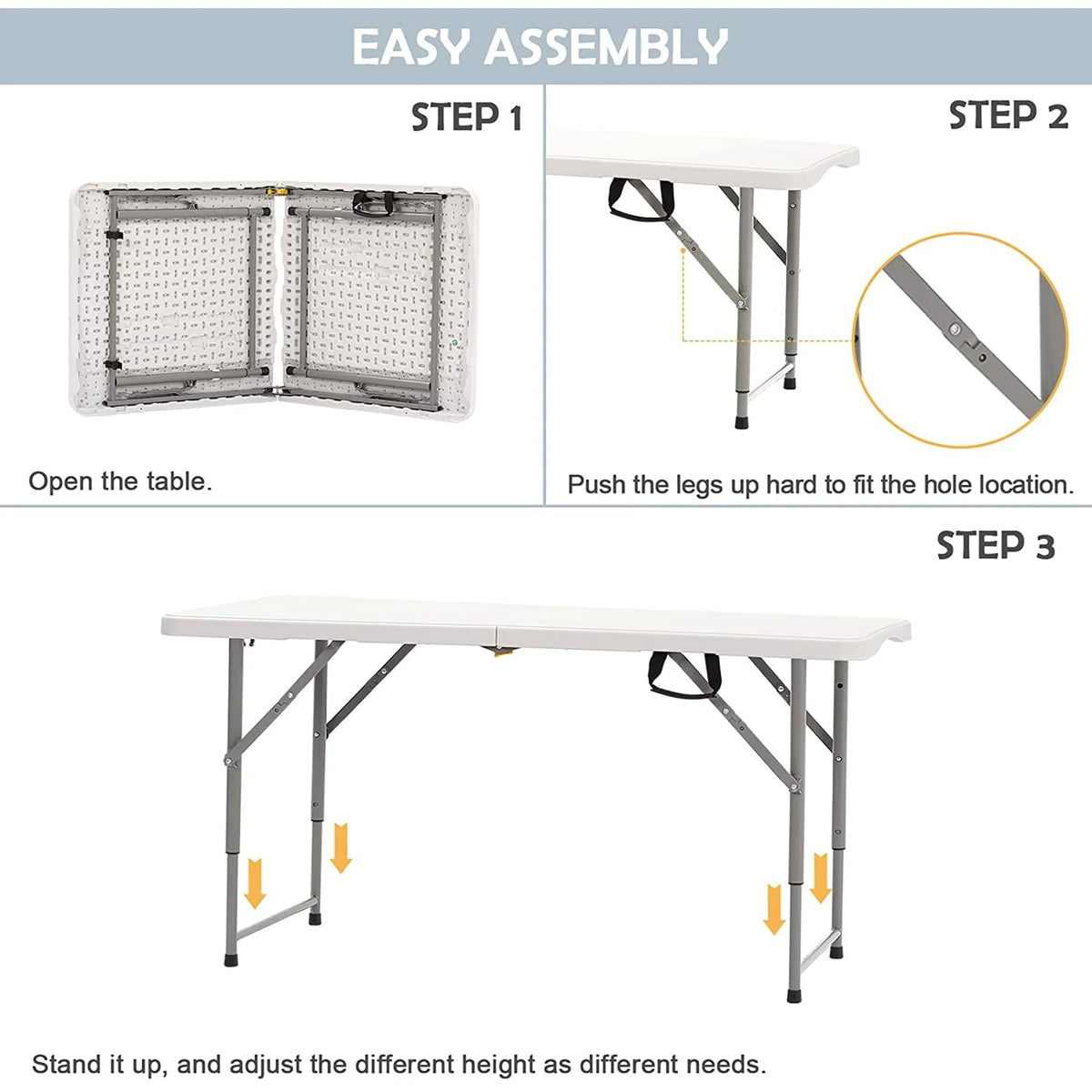 4 Foot Portable Heavy Duty Plastic Folding Table V1969