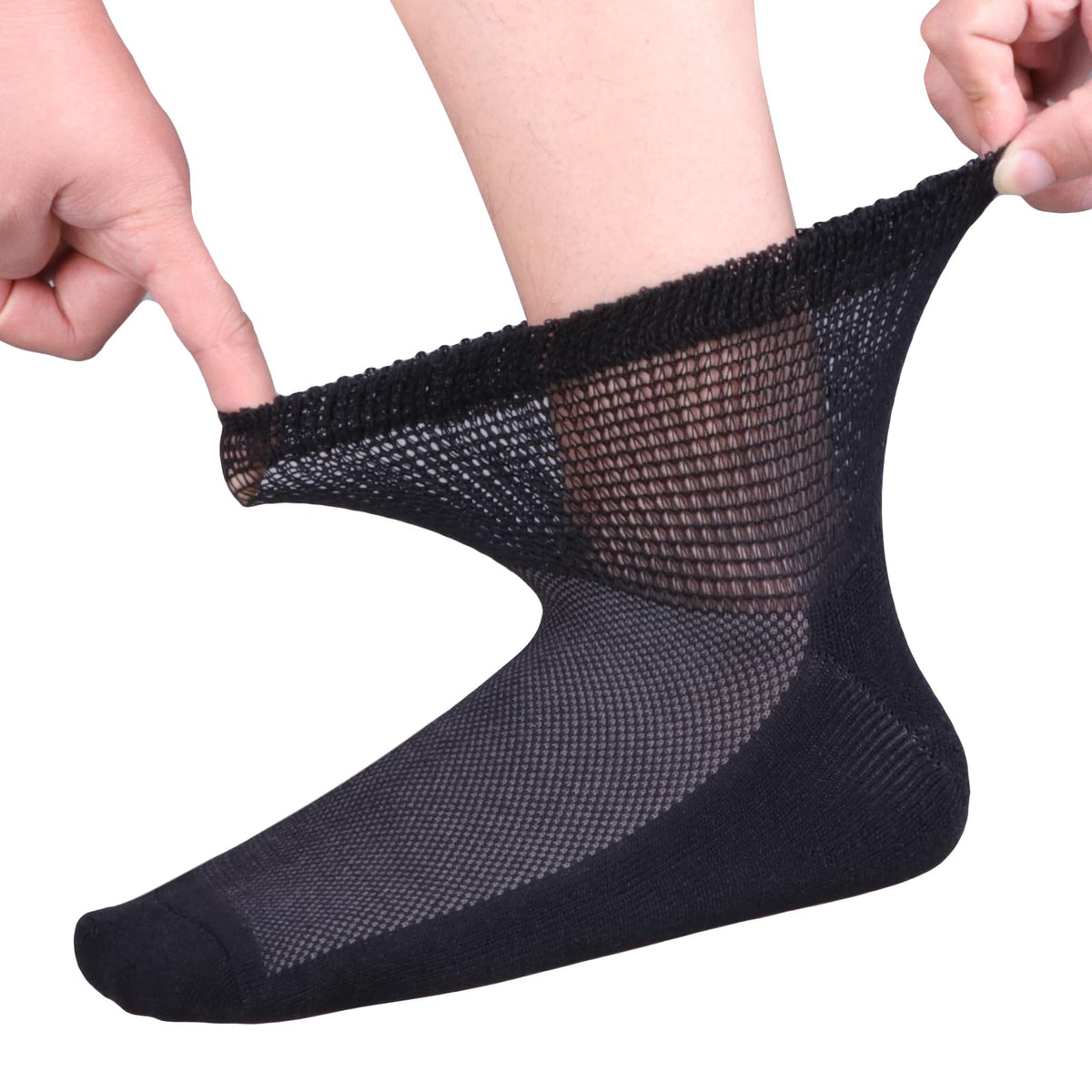 Bamboo Viscose Diabetic Socks, Black, Size 10-13, 5 Pairs T2013