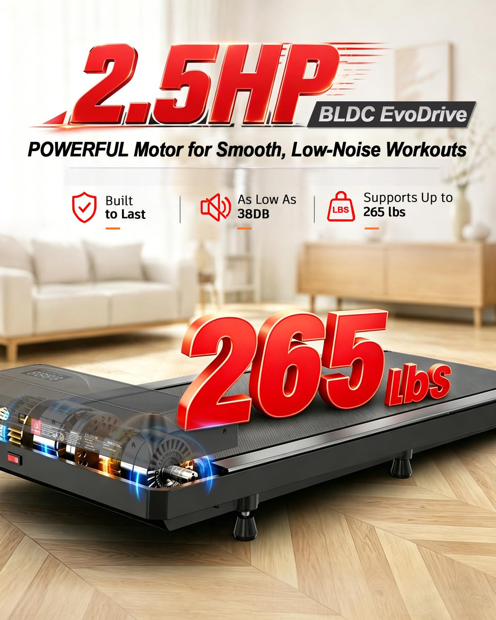 Under Desk Treadmill with 8% Incline F50050