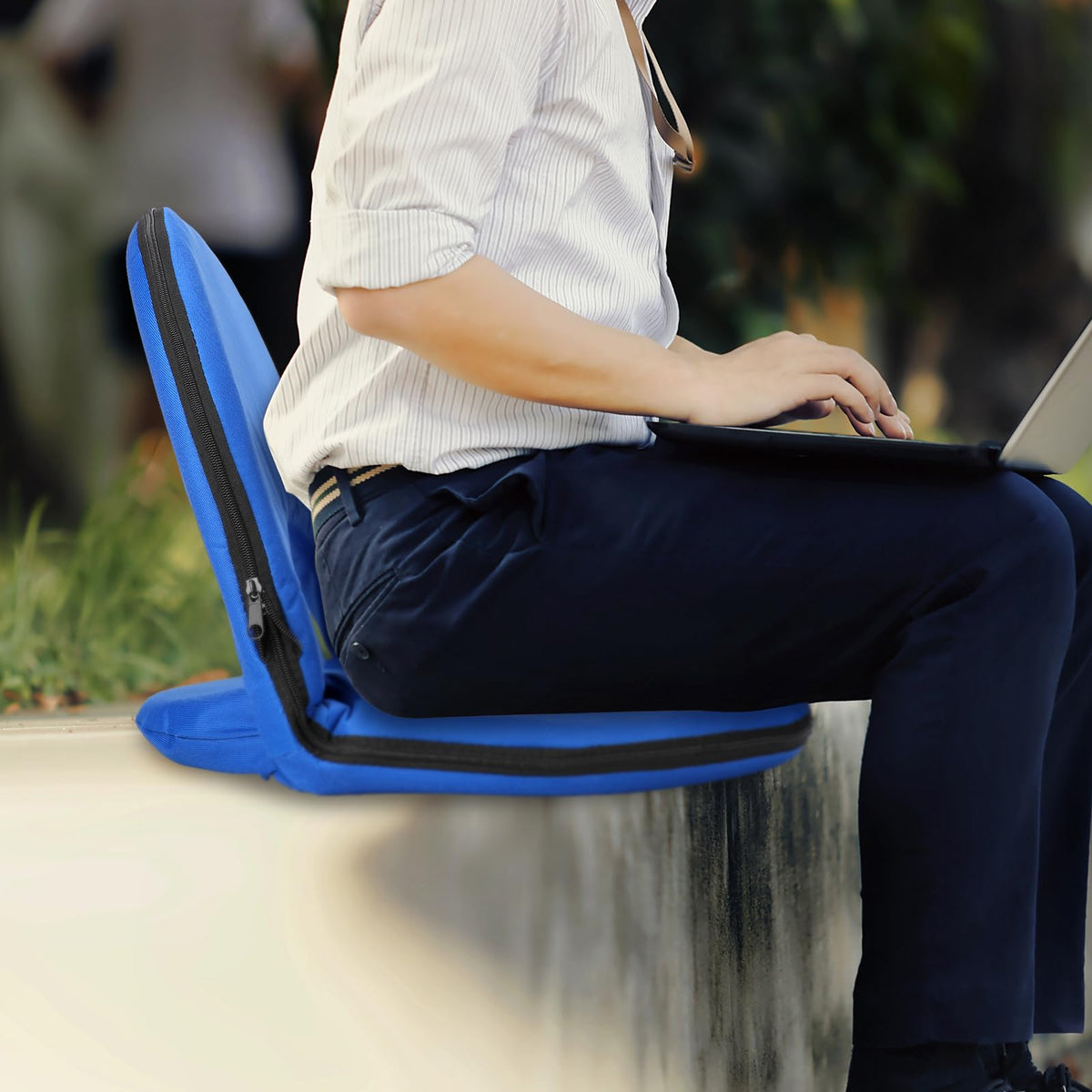 4 Pcs Adjustable Folding Portable Stadium Seats with Back D278549
