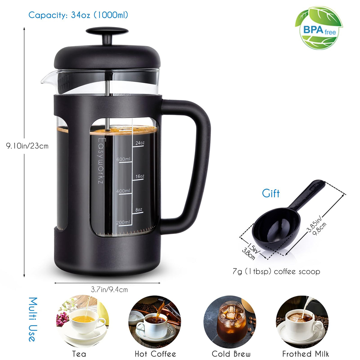 34 oz French Press with Creamer and Sugar Bowl Set R143325
