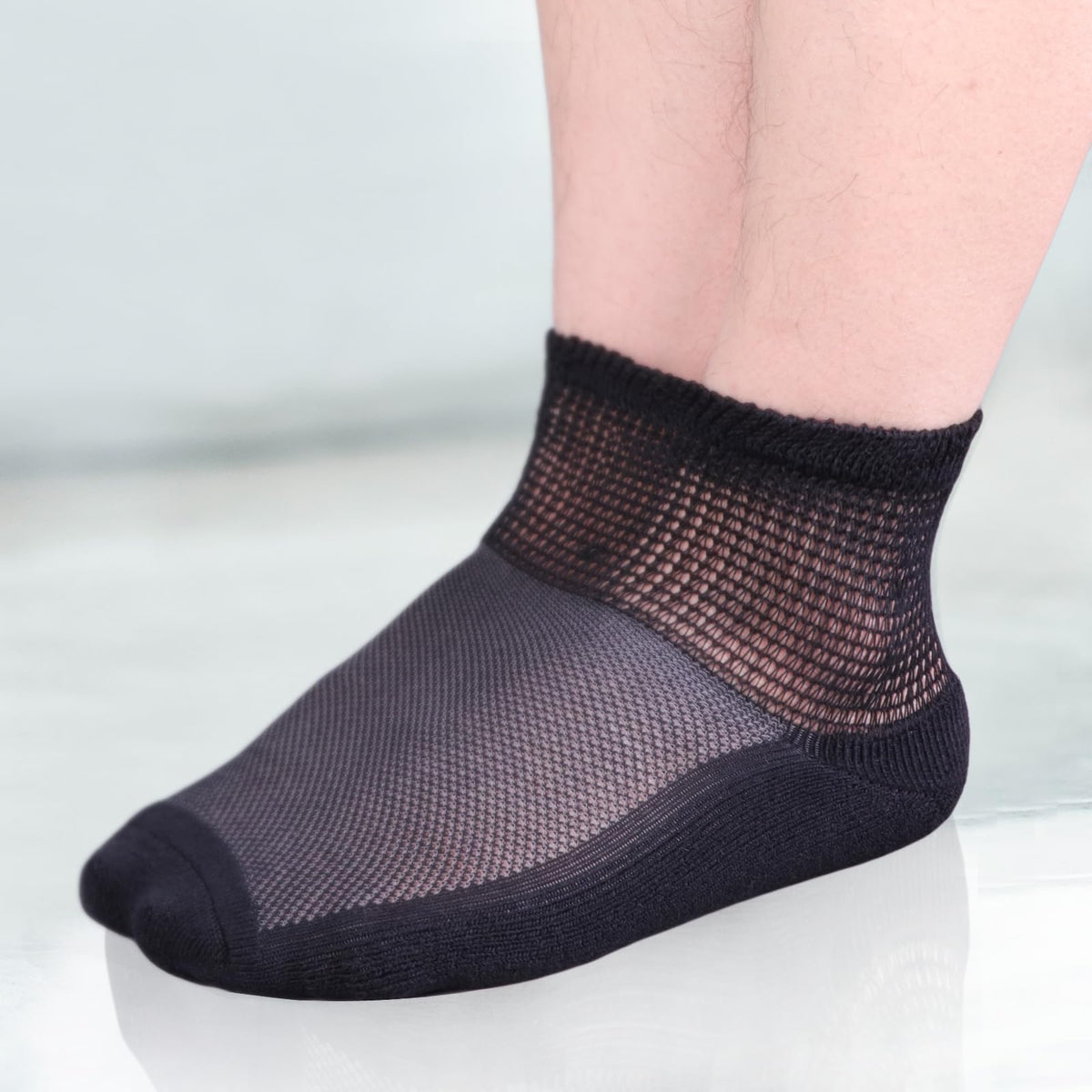 Bamboo Viscose Diabetic Socks, Black, Size 10-13, 5 Pairs T2013