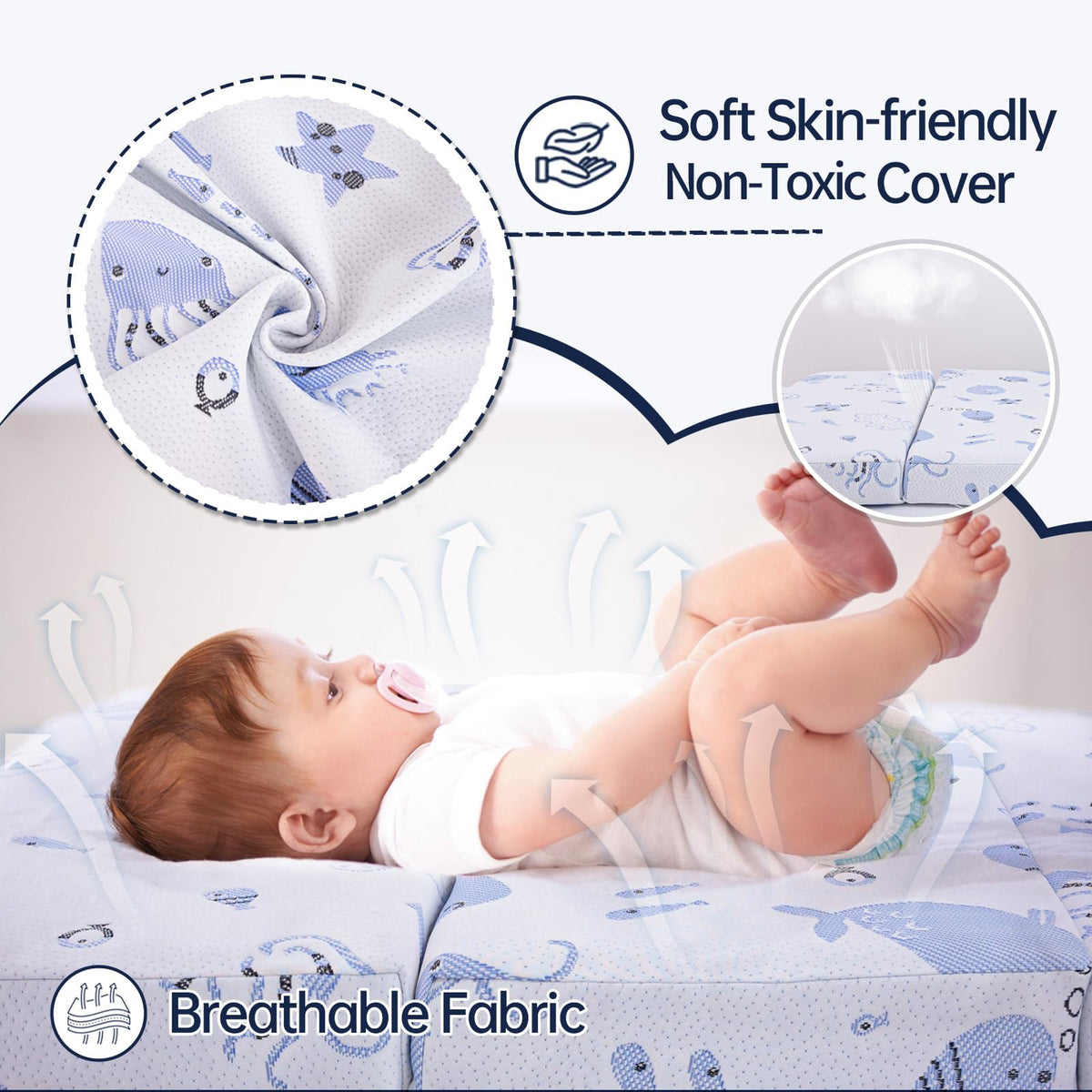 Dual Sided Soft & Firm Memory Foam Trifold Pack and Play Mattress N692