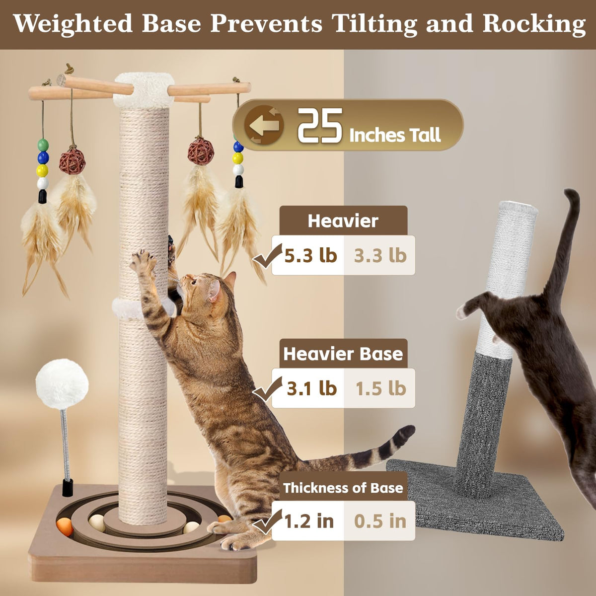 Sisal Cat Scratching Post with Toys B577