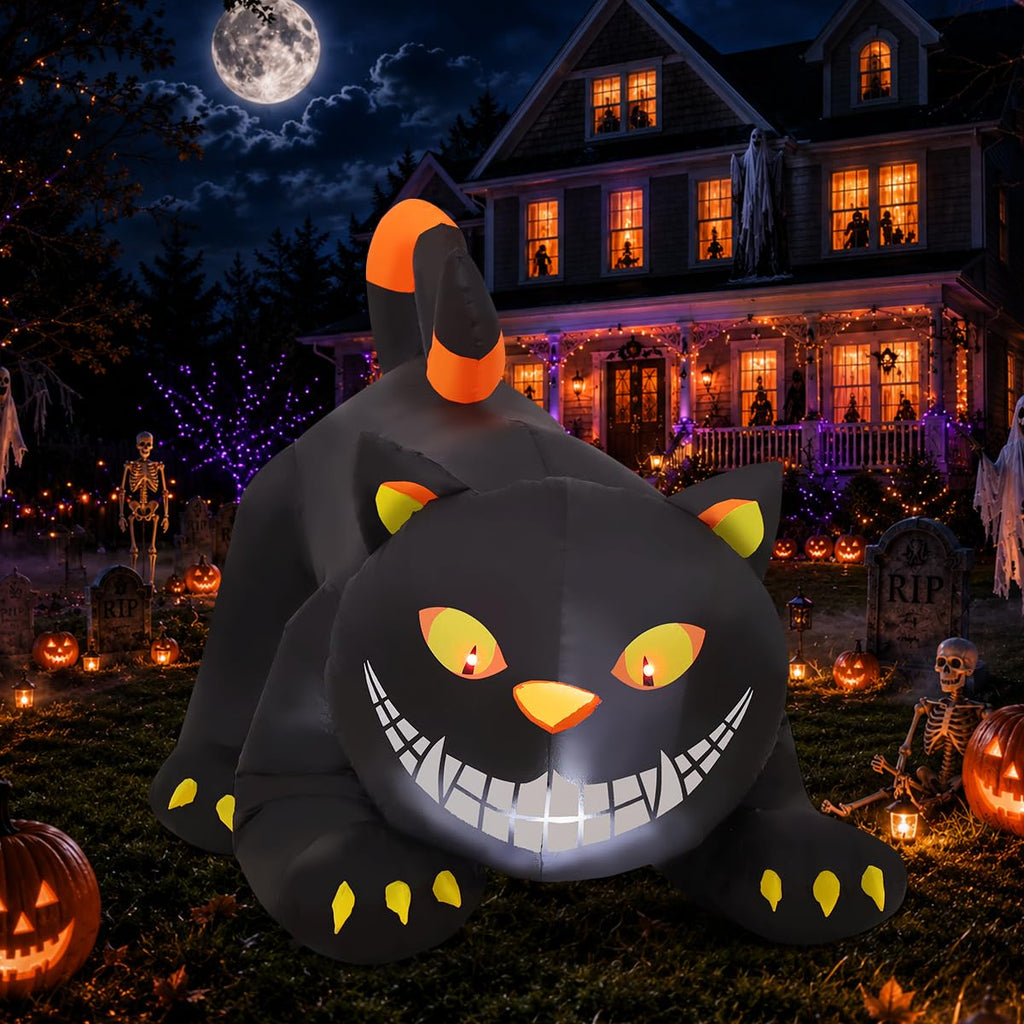 6 FT Halloween Inflatable Black Cat with LED Lights L375009