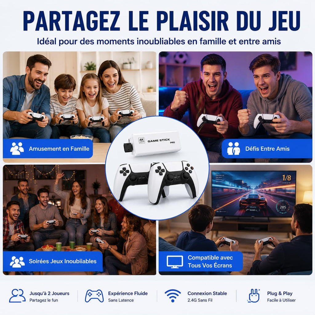 Wireless Retro Game Console with 2 Black Controllers Y7416