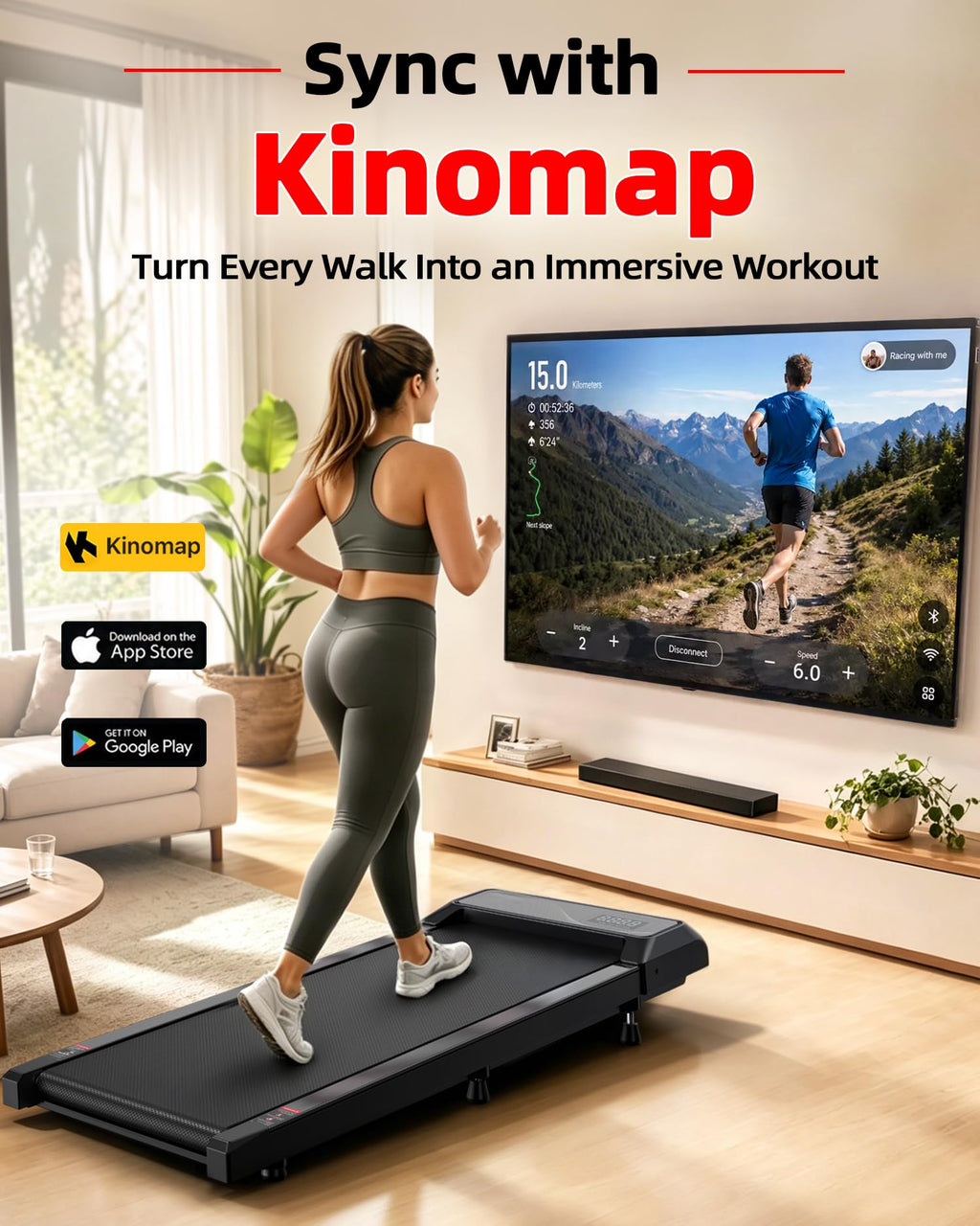 Under Desk Treadmill with 8% Incline F50050