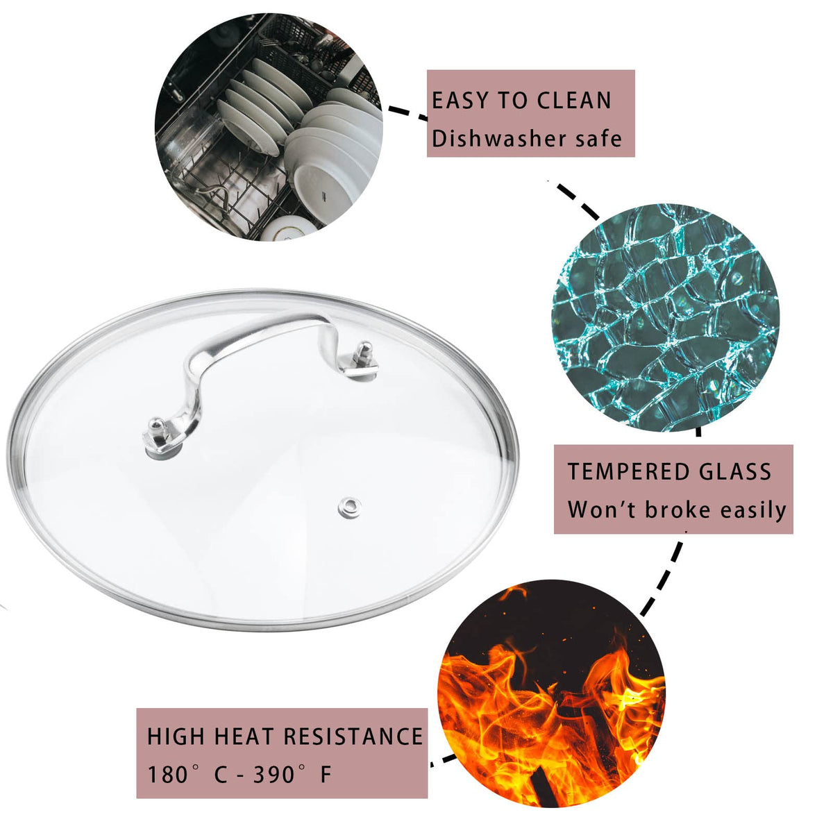 10" Tempered Glass Lid with Steam Vent Hole R967369