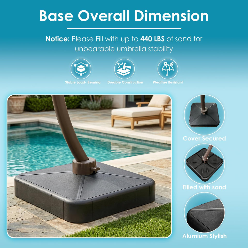 11-FT Patio Offset Cantilever Umbrella with Base R608143