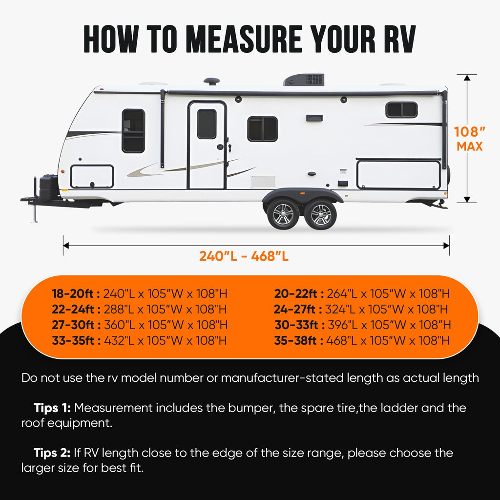Heavy Duty RV Cover Fits 27-30ft Travel Trailers W44869