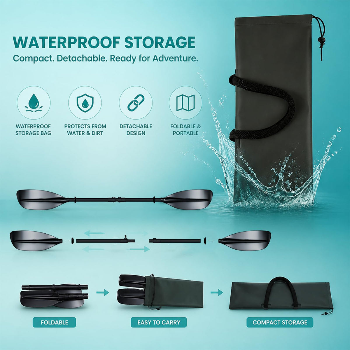 4 Piece Adjustable Kayak Paddle with Storage Bag C227851