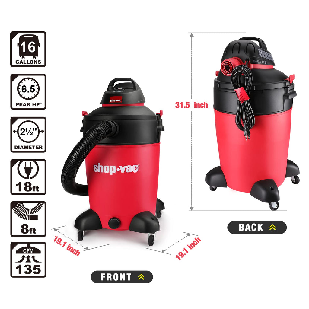 16 Gallon 6.5 Peak HP Wet/Dry Vacuum V7644