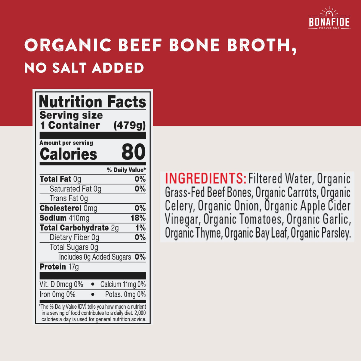 Organic Beef Bone Broth No Salt Added 16.9oz 6 Pack L488234