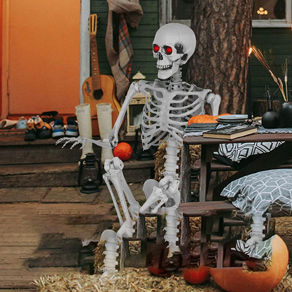 5.4 Ft Lighted Life Size Plastic Skeleton with Movable Joint V42884