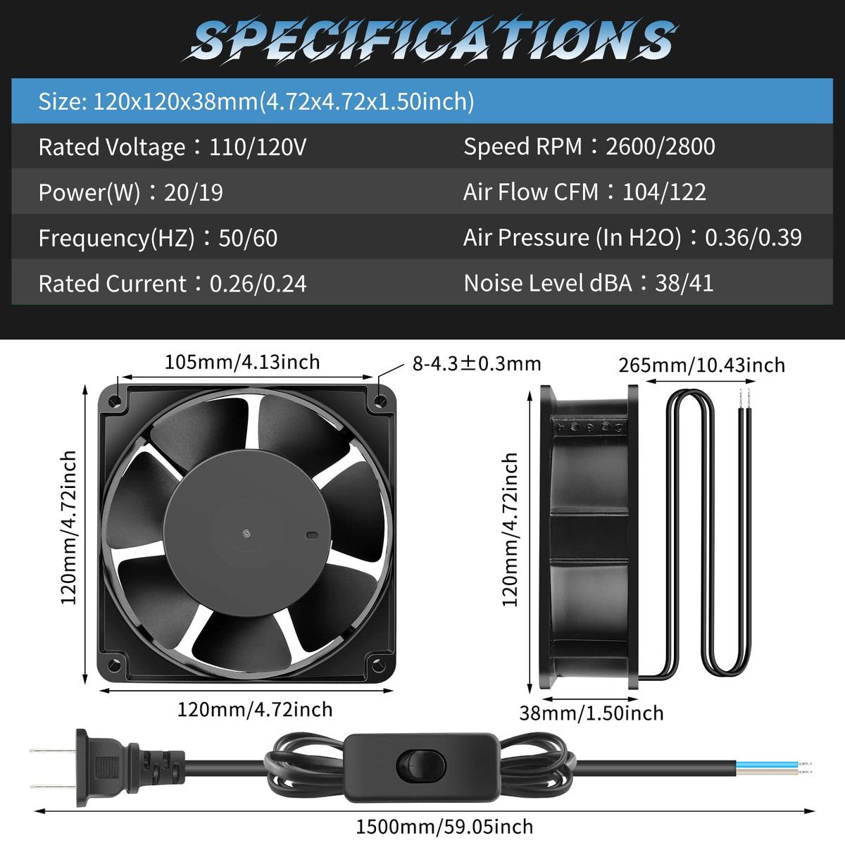 110V 120mm AC Axial Cooling Fan O987