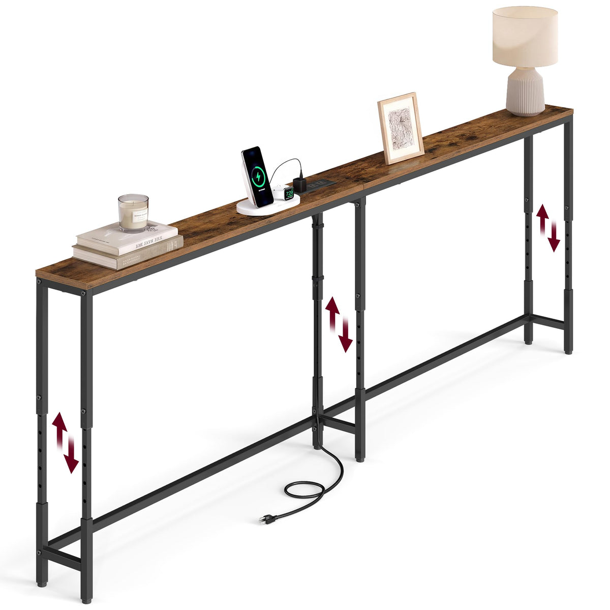 78.7" Height Adjustable Console Table with Power Outlet T84077