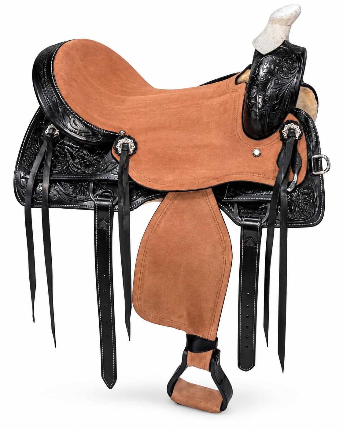 Argentina Cow Leather Saddle Set with Headstall, Reins & Breastplate U7518