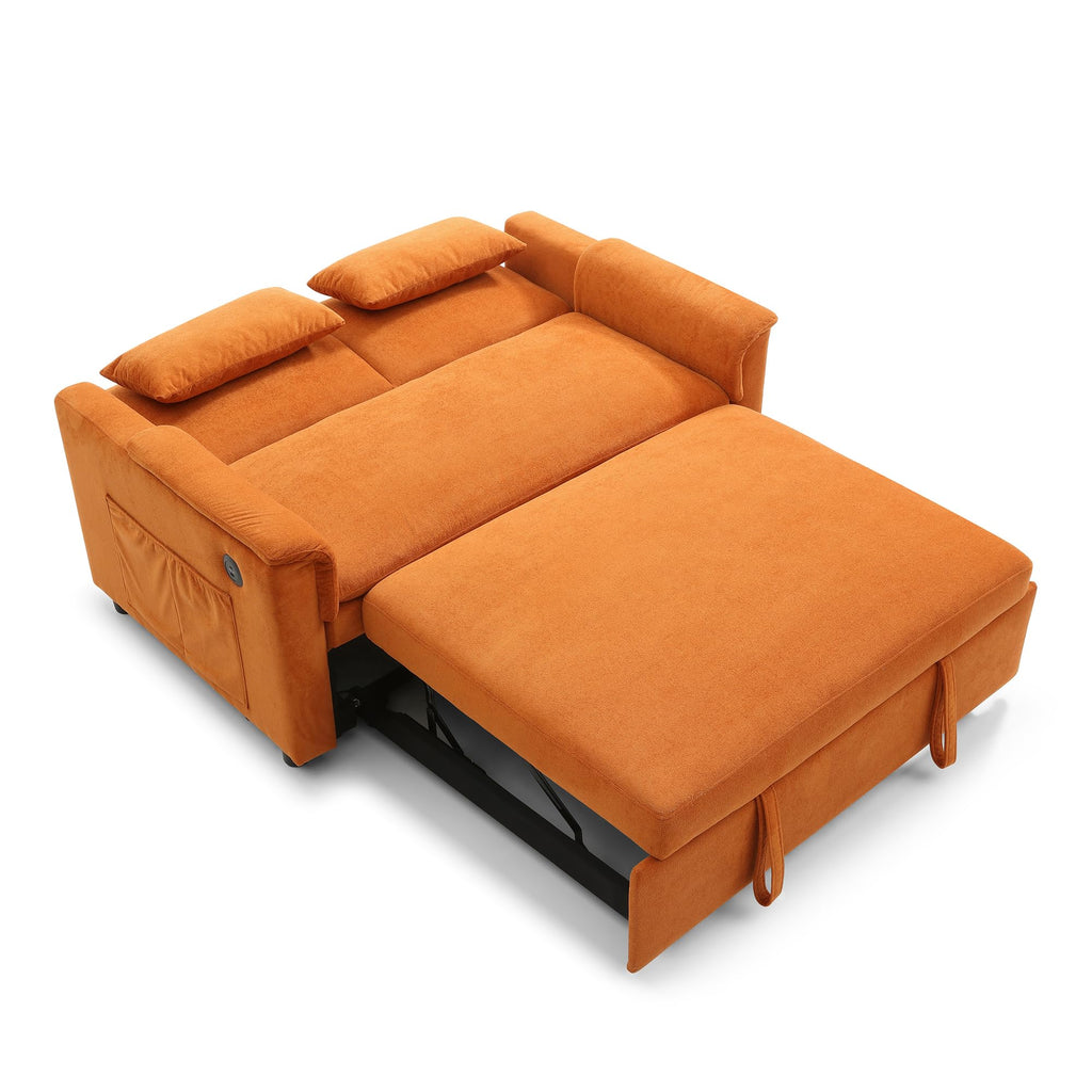 Orange Velvet Sleeper Sofa Q31752