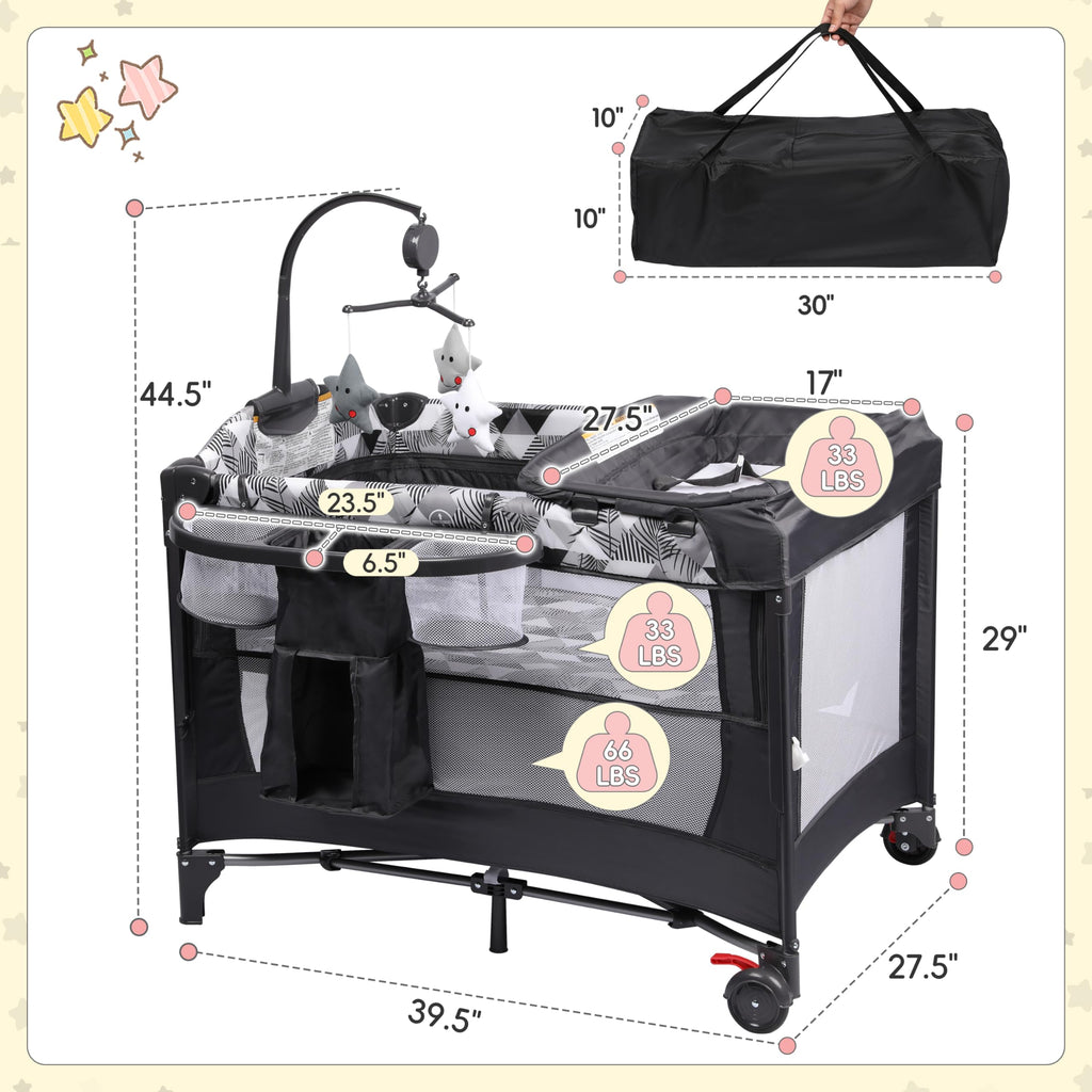 5-in-1 Baby Bassinet Bedside Sleeper with Changing Table S21236
