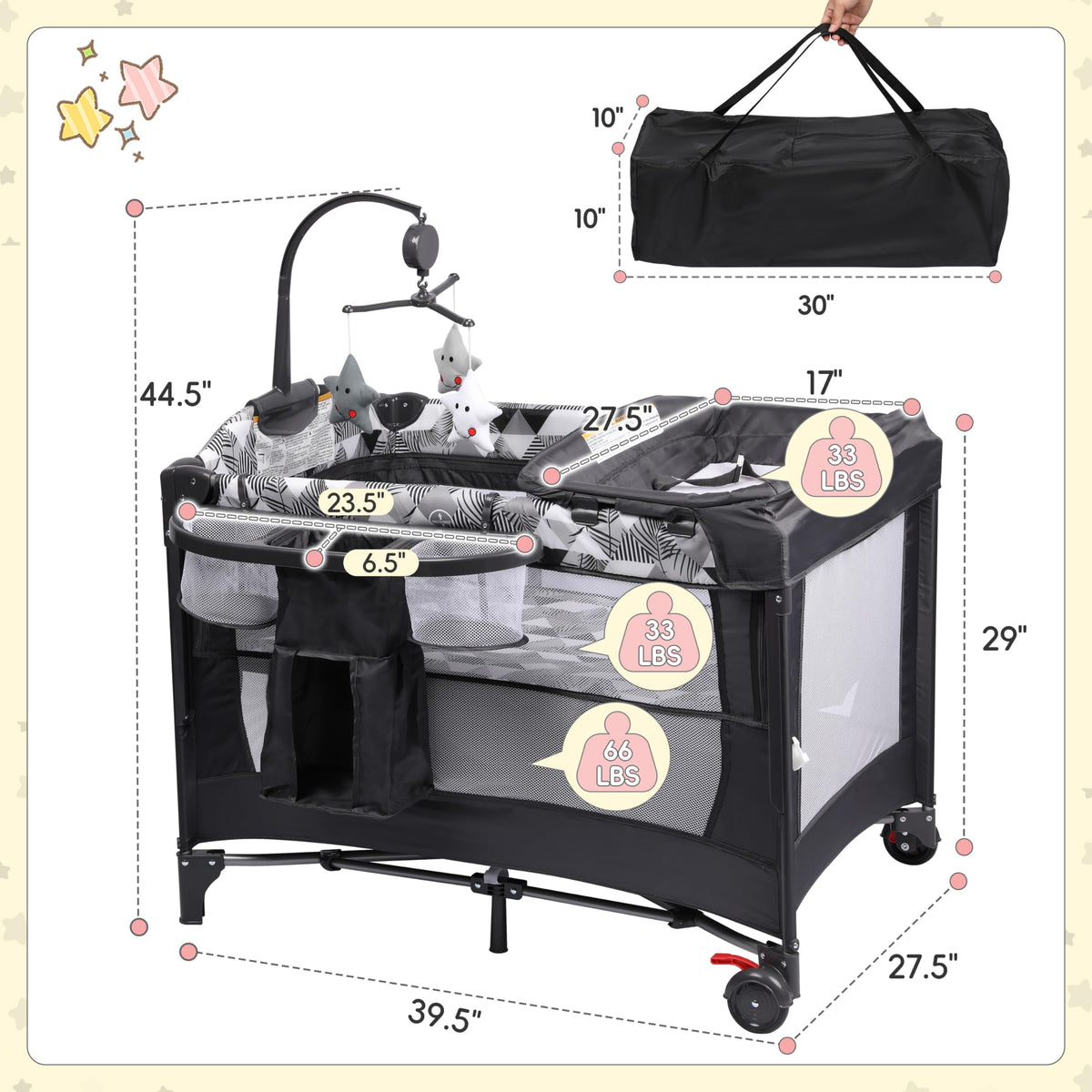 5-in-1 Baby Bassinet Bedside Sleeper with Changing Table S21236