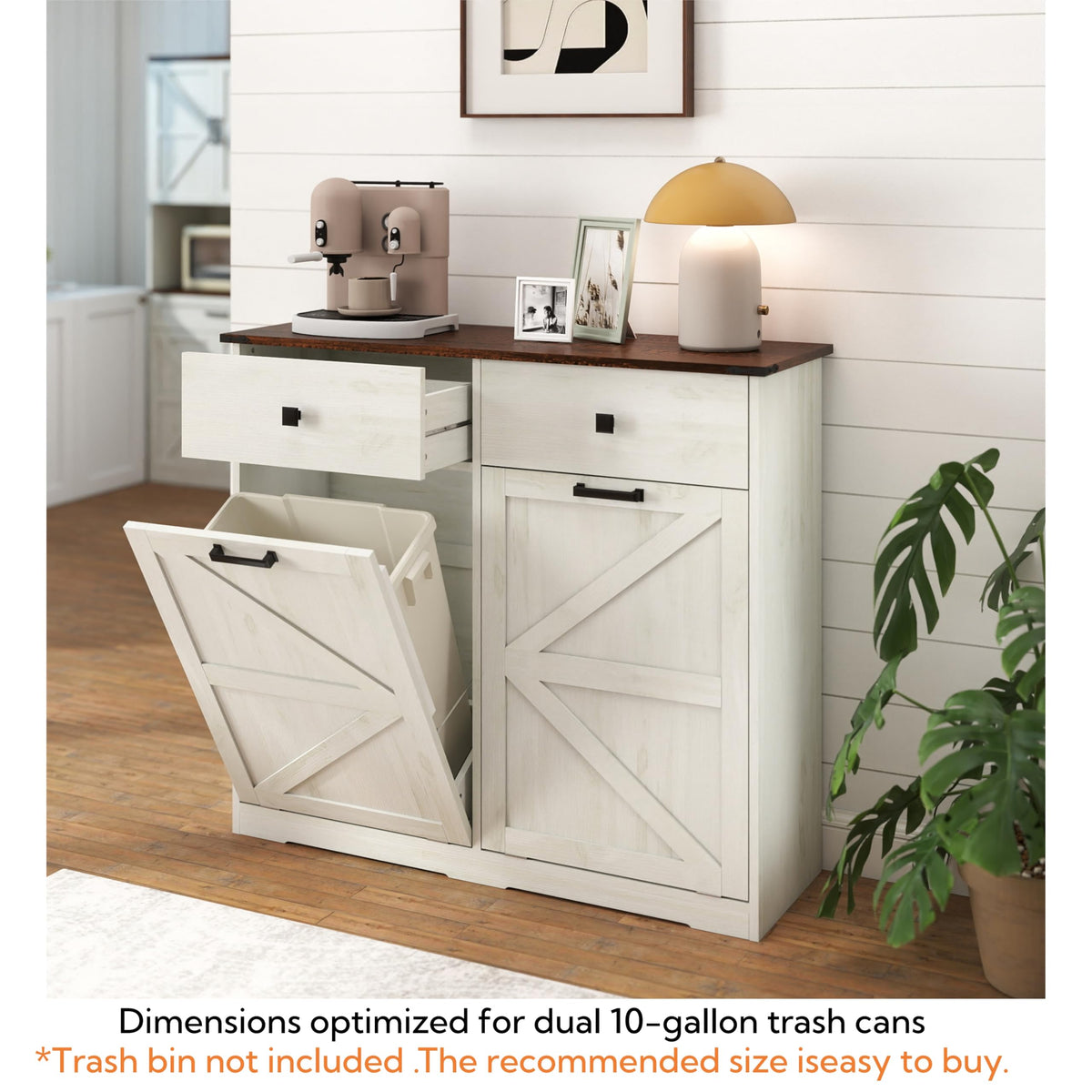 Double Tilt Out Trash Cabinet with Hideaway Drawer X55132