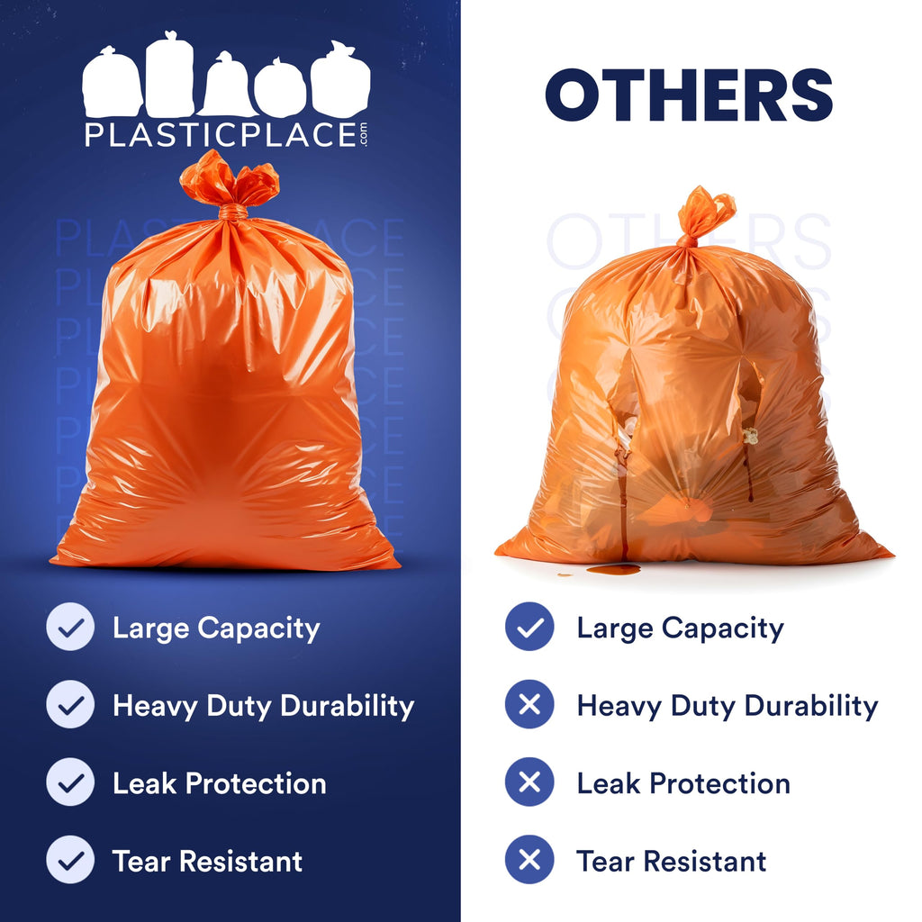 42 Gallon 3.0 Mil Orange Heavy Duty Contractor Trash Bags 50 Count S21549
