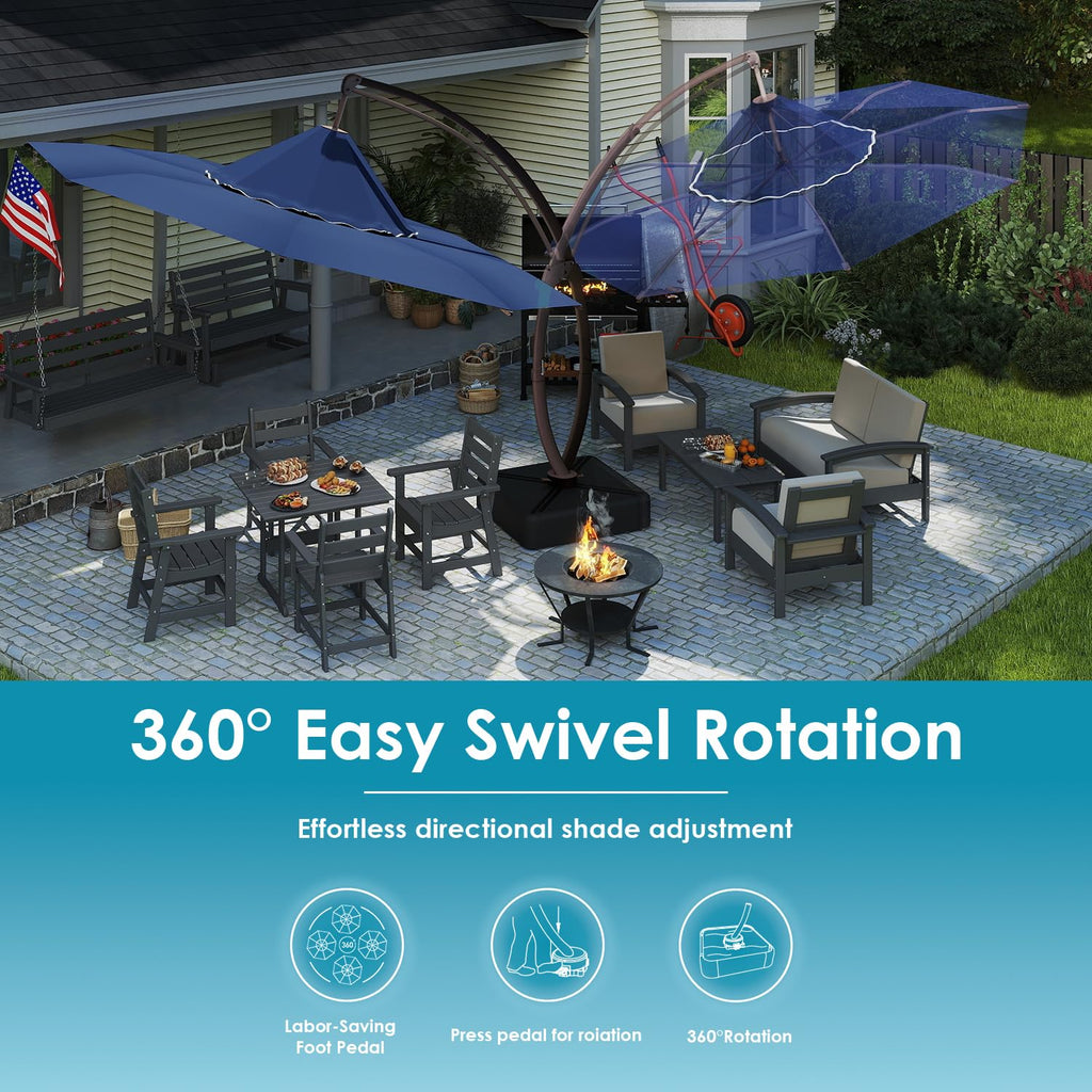 11-FT Patio Offset Cantilever Umbrella with Base R608143