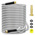 100ft 304 Stainless Steel Metal Garden Hose with Rubber Grip D4865