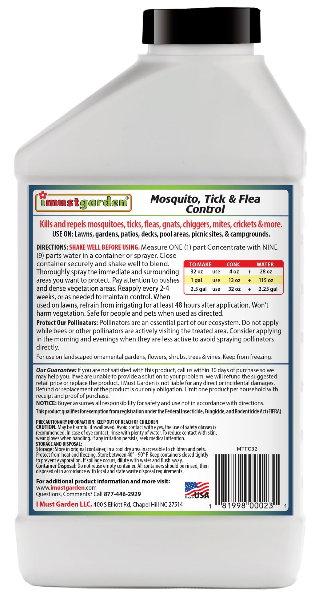 Yard Spray for Mosquitos/Ticks/Fleas 32oz Y246