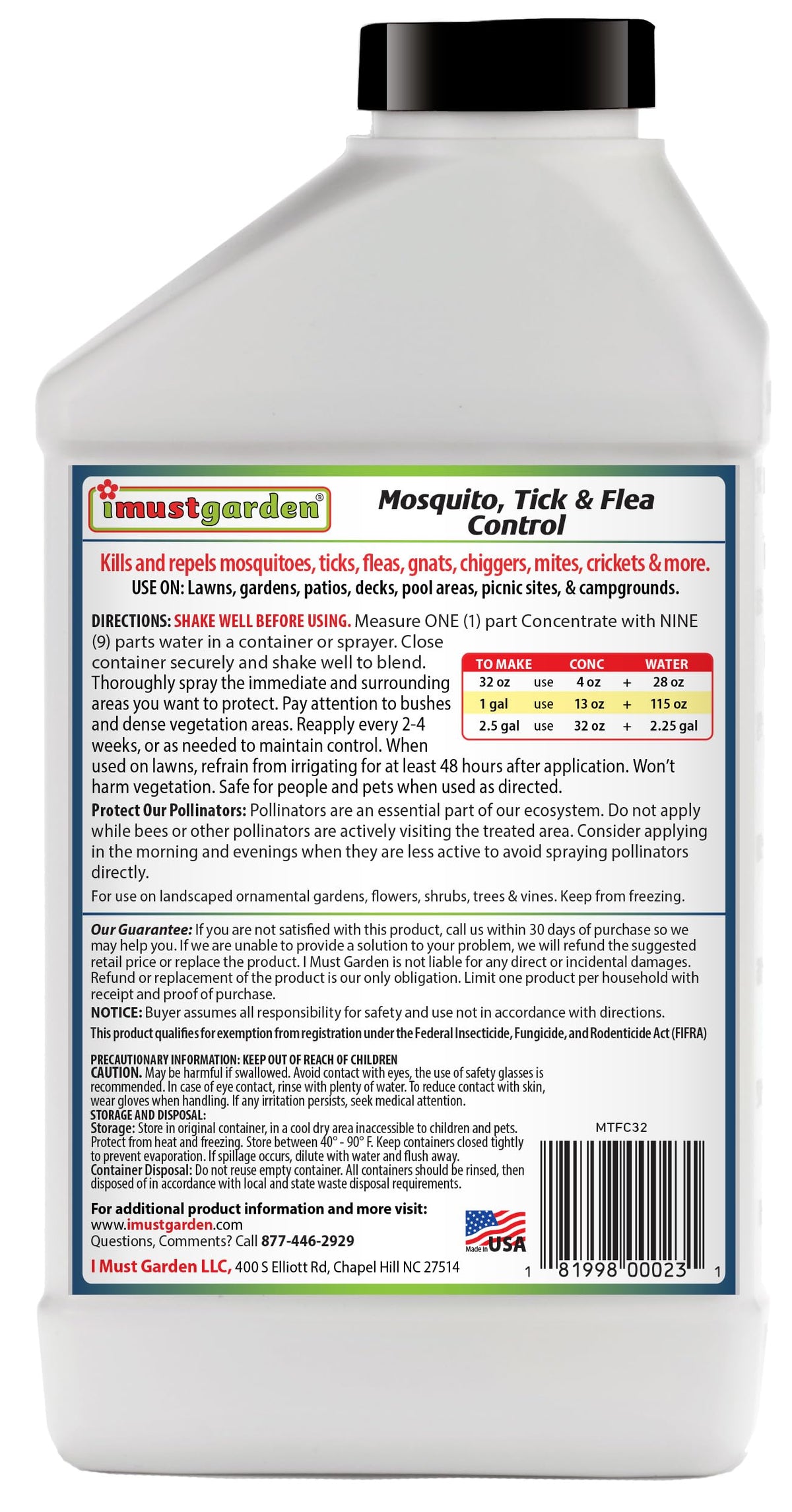 Yard Spray for Mosquitos/Ticks/Fleas 32oz Y246