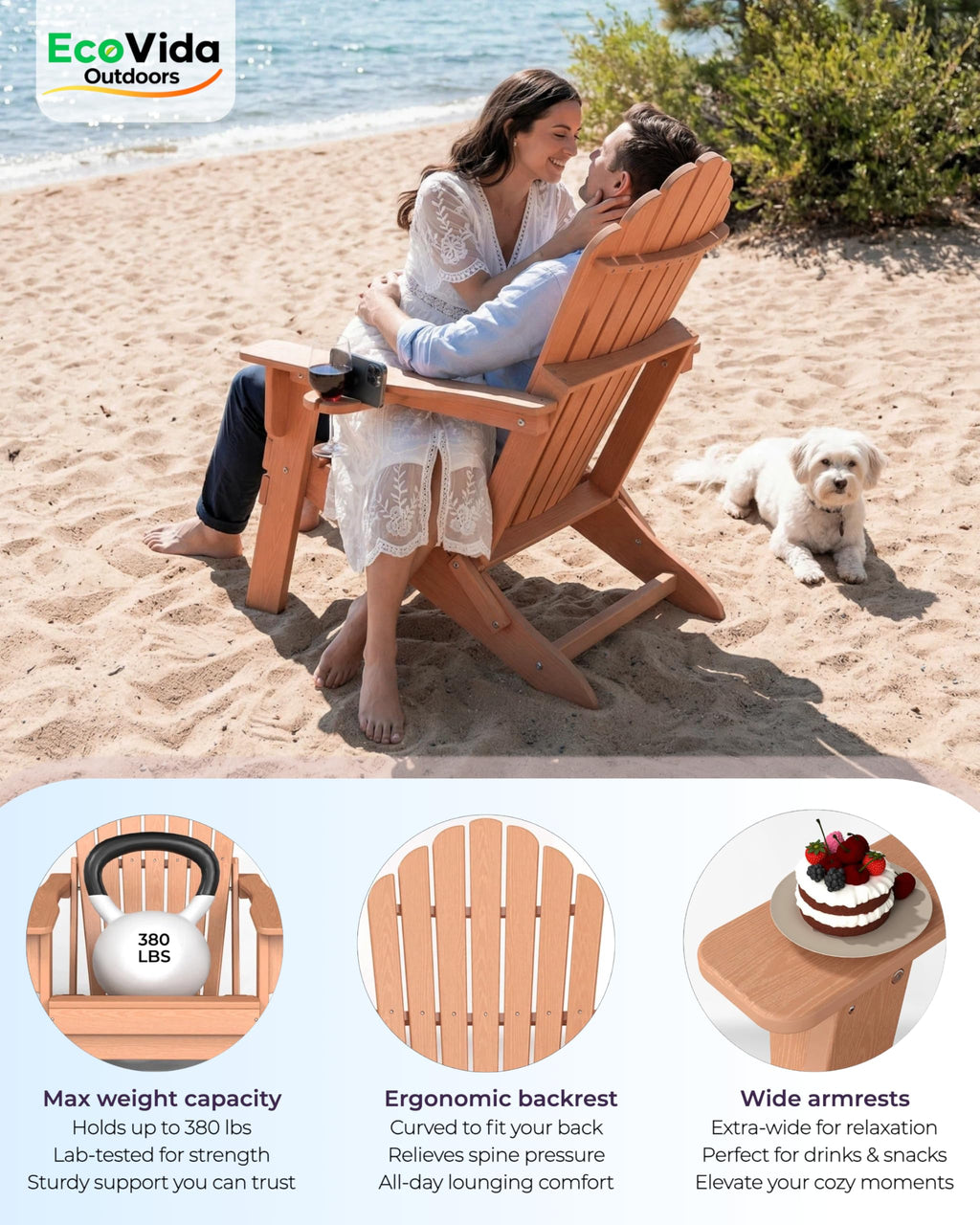 HDPE Adirondack Chair Set of 4 with Cup Holders B318261