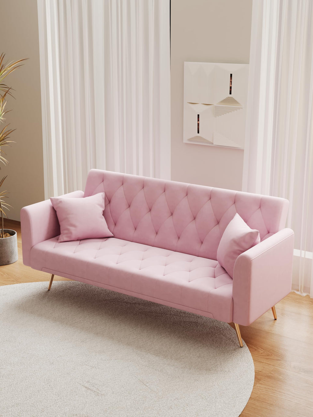 Pink Velvet 2 Seater Loveseat Sofa K184