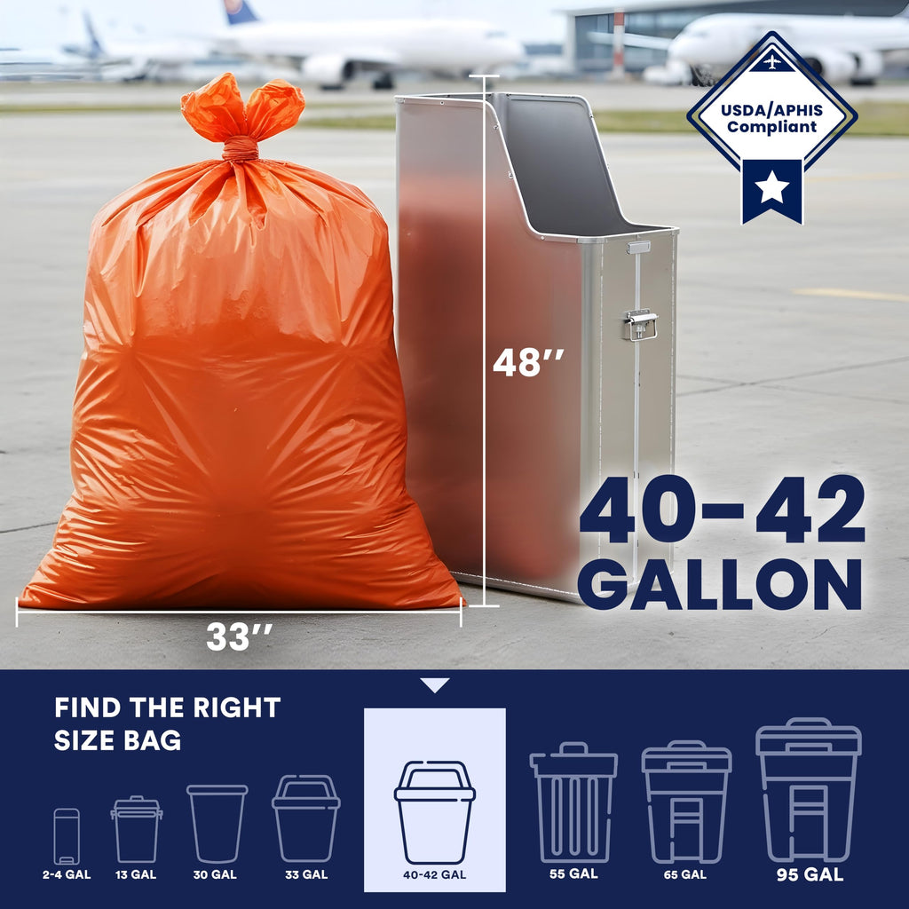42 Gallon 3.0 Mil Orange Heavy Duty Contractor Trash Bags 50 Count S21549