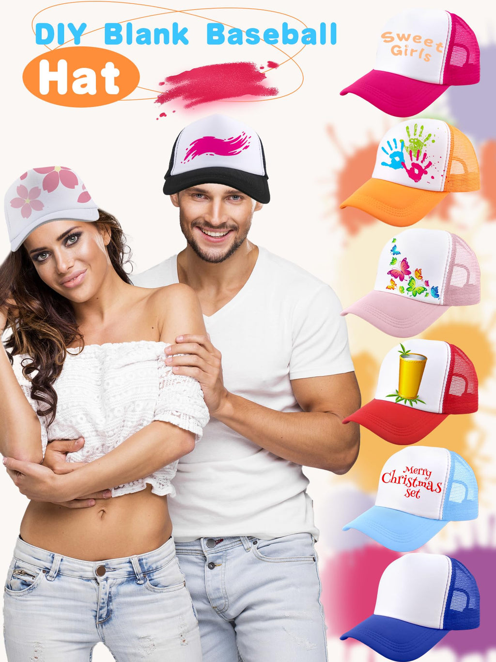 30 Pack Sublimation Trucker Caps Mesh Baseball Hat F7023