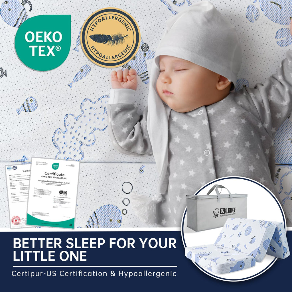 Dual Sided Soft & Firm Memory Foam Trifold Pack and Play Mattress N692