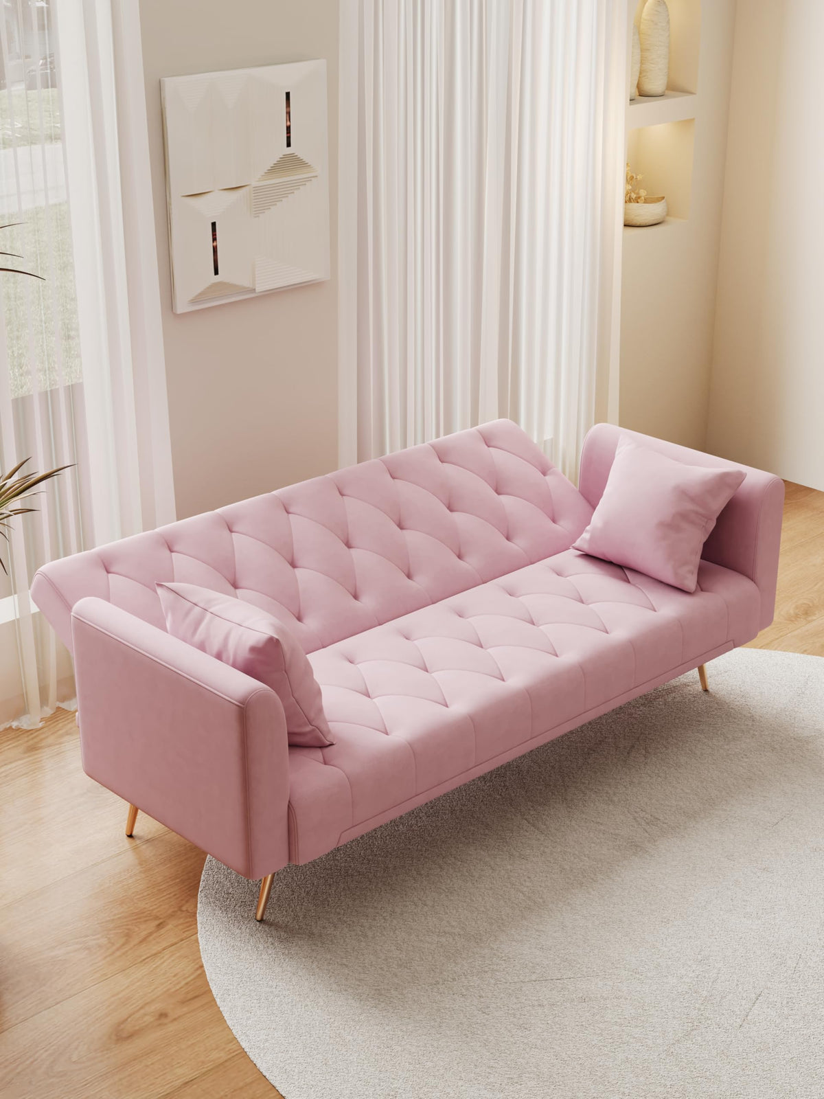 Pink Velvet 2 Seater Loveseat Sofa K184