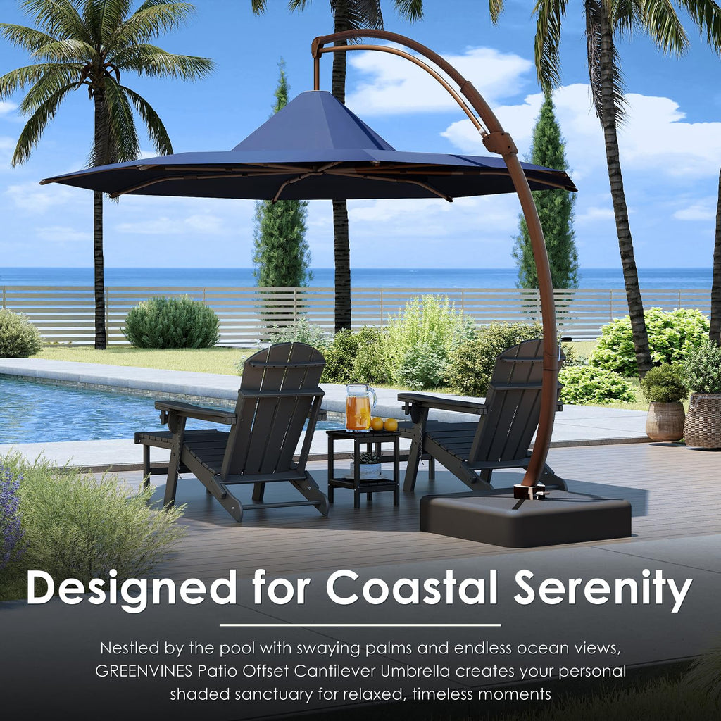 11-FT Patio Offset Cantilever Umbrella with Base R608143
