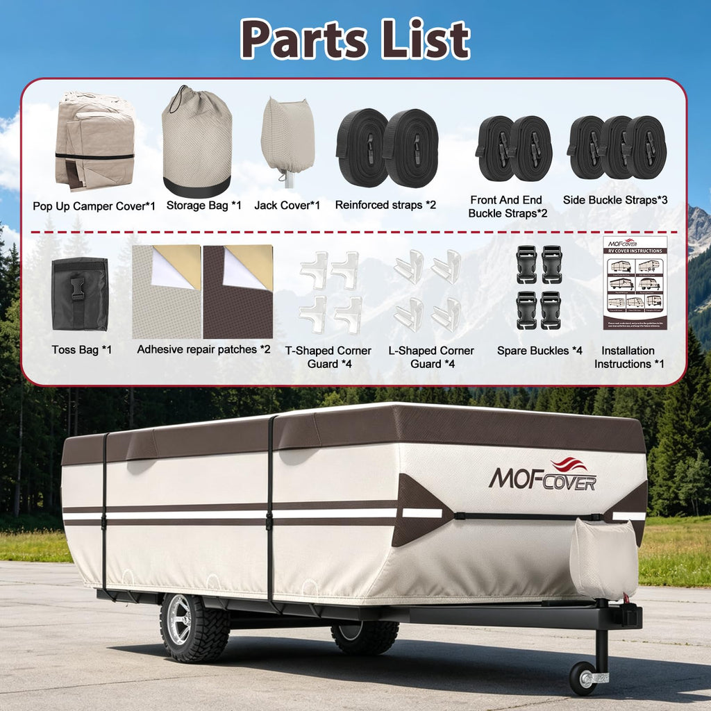 9 Layers Waterproof 14-16ft Pop Up Camper Cover W34321