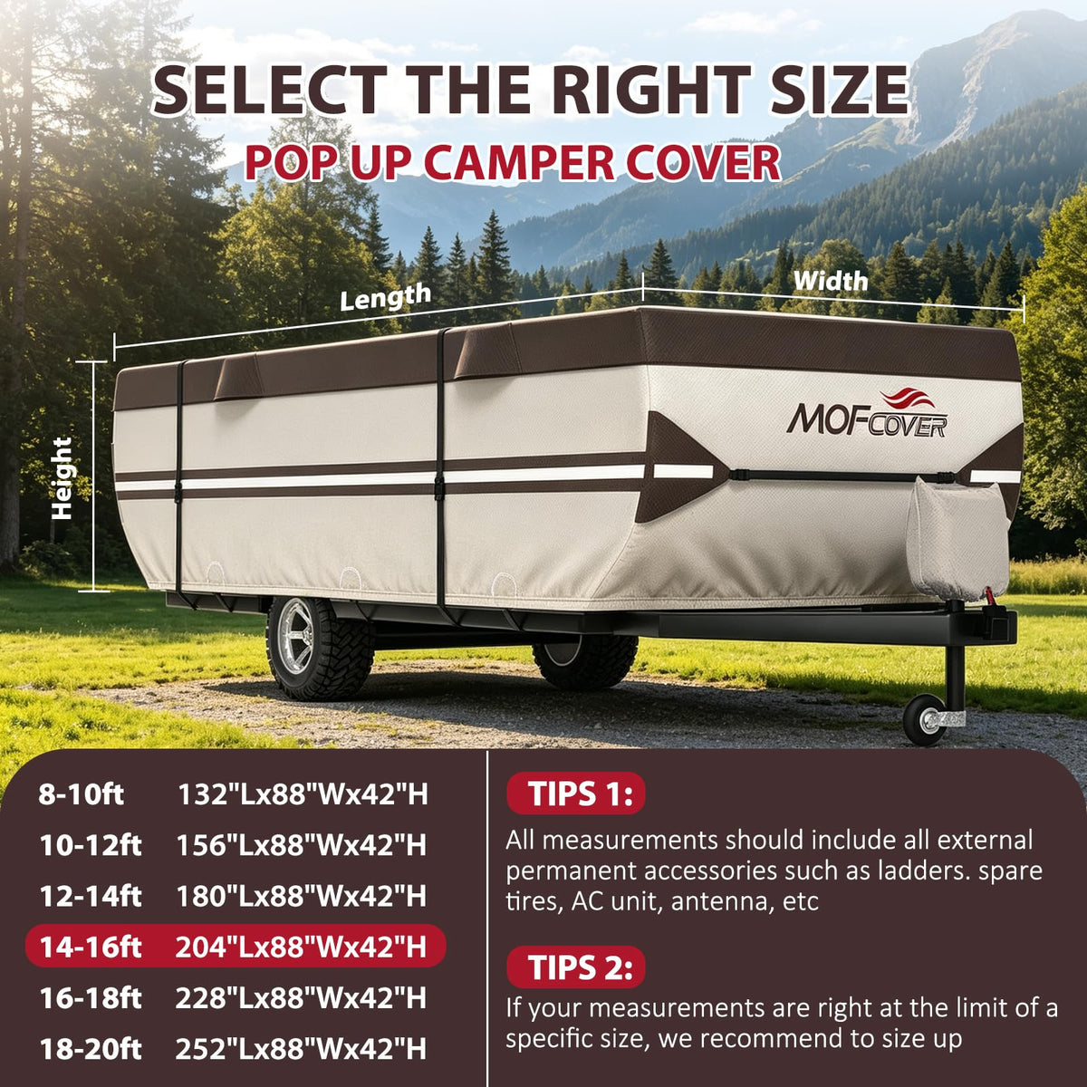 9 Layers Waterproof 14-16ft Pop Up Camper Cover W34321