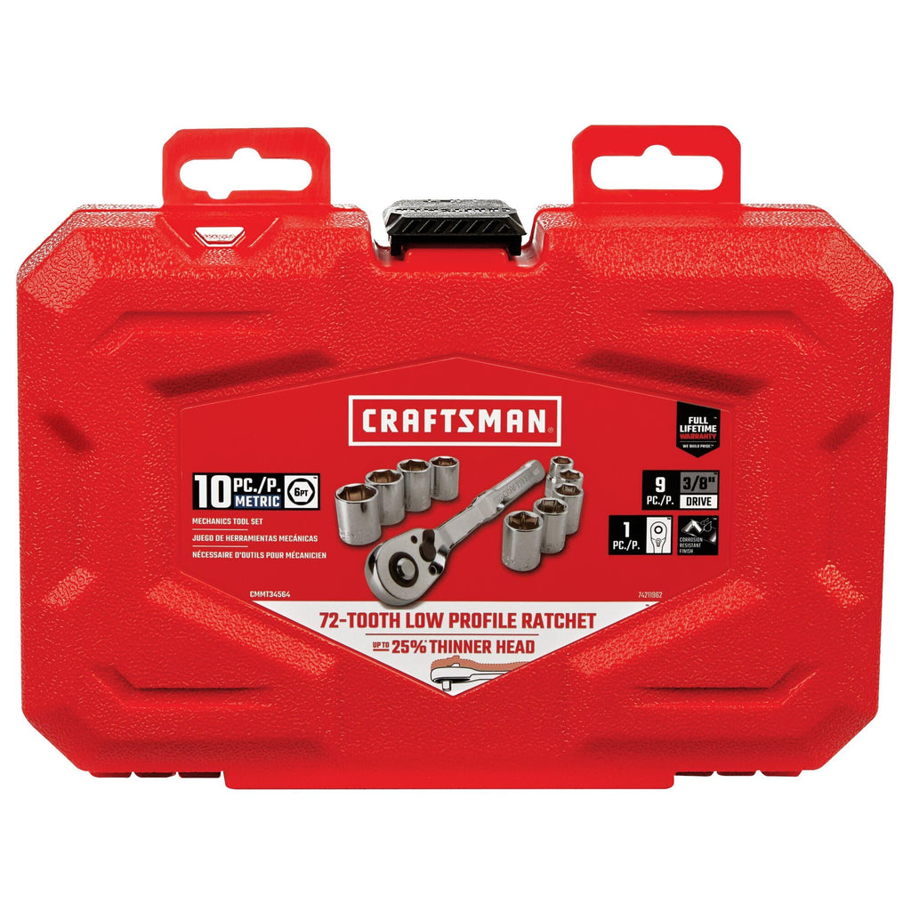 Mechanics Tool Set, Metric, 3/8 Inch Drive, 10 Piece L8398