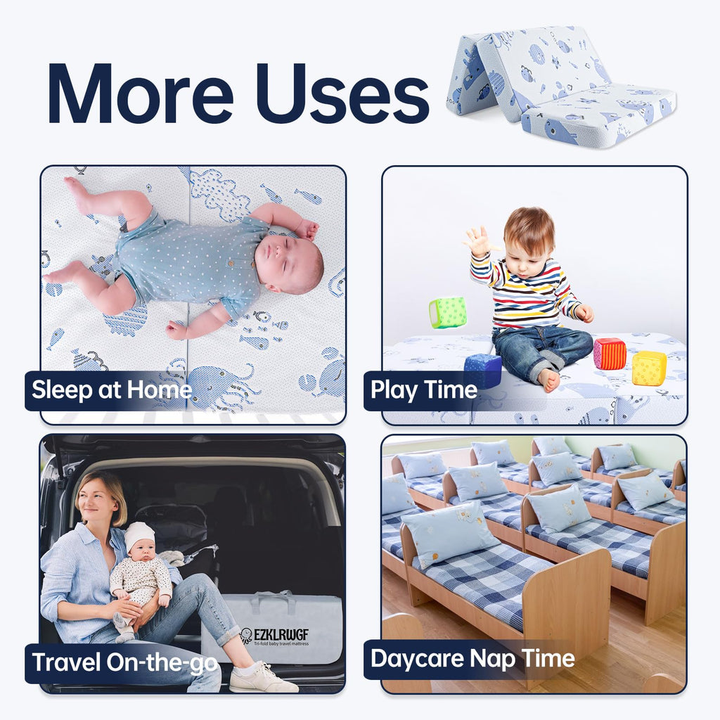 Dual Sided Soft & Firm Memory Foam Trifold Pack and Play Mattress N692