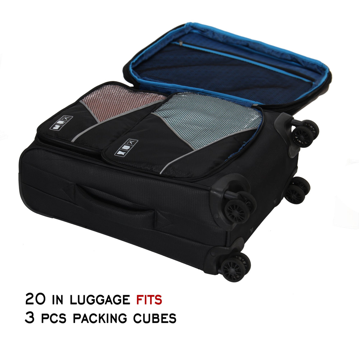 Rolling Backpack with Wheels 43L with Packing Cubes Set J90818