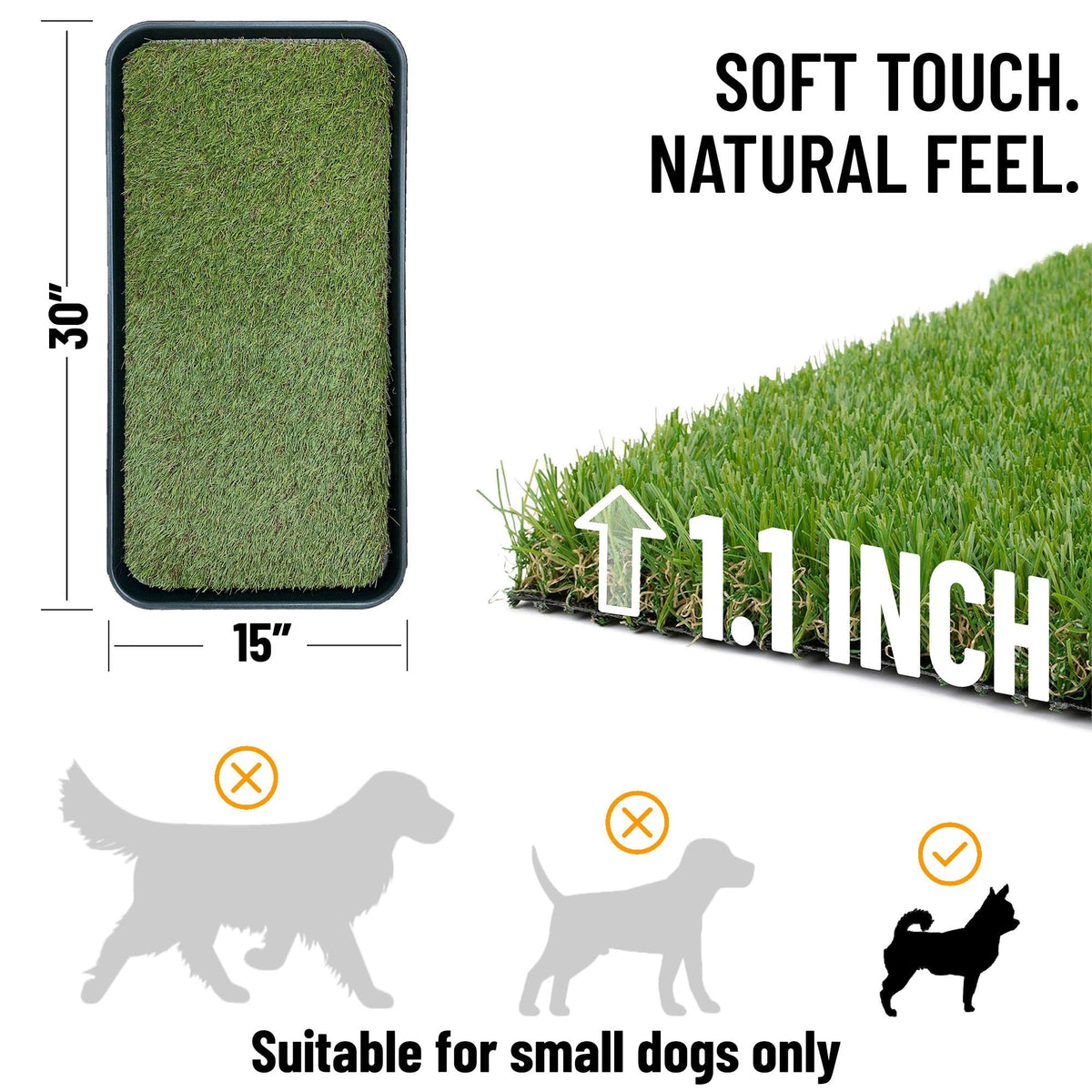 Artificial Grass Puppy Potty Training Pad with Tray 15" x 30" R517433