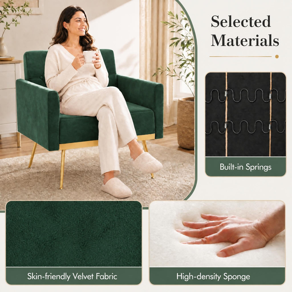 Green Velvet Accent Chairs Set of 2 W303096