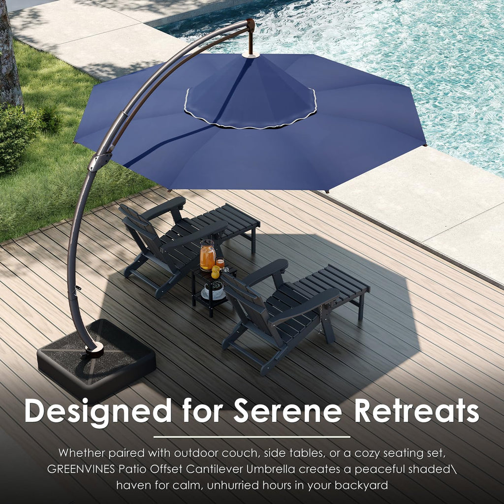 11-FT Patio Offset Cantilever Umbrella with Base R608143